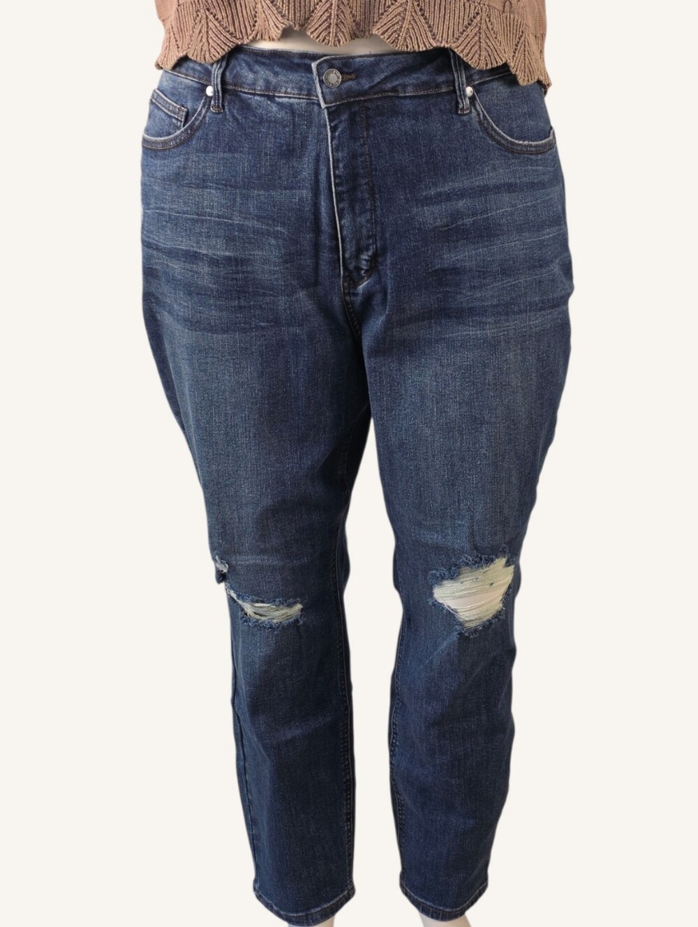 Judy Blue Breton Tummy Control Destroy Skinny Jeans 24W NWT
